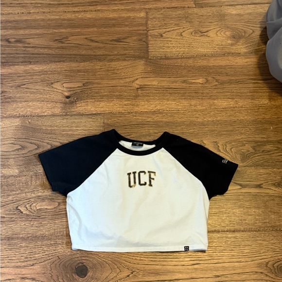 hype and vice Tops - UCF Black and White Cropped Tee - Hype and Vice